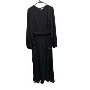 Veiled Collection Women's Black Long Sleeve Pleated Maxi Dress Size XXL